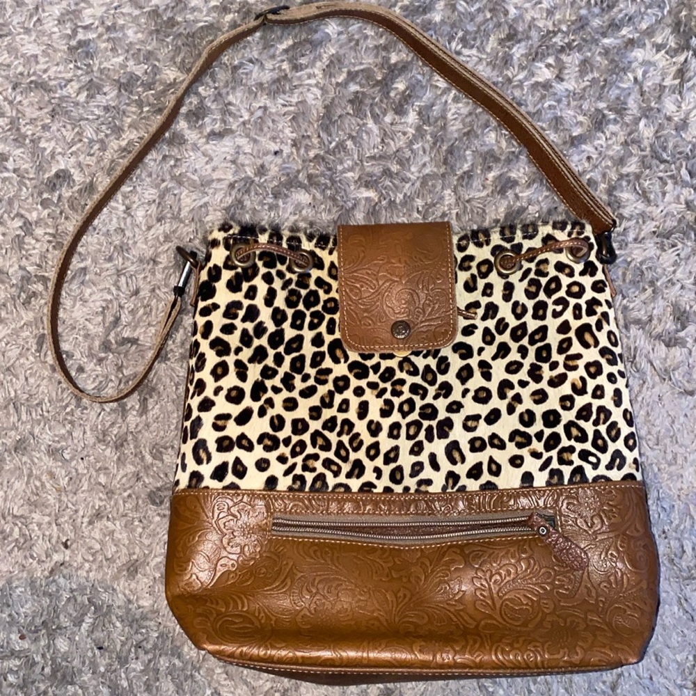 Myra Bag leather leopard crossbody like new